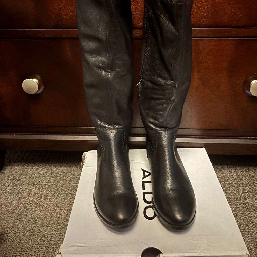 Black knee high boots -  size 7 -Aldo